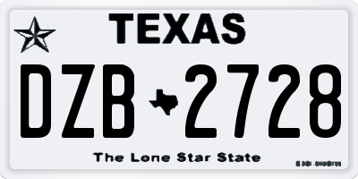 TX license plate DZB2728