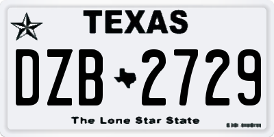 TX license plate DZB2729