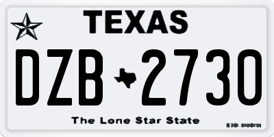 TX license plate DZB2730