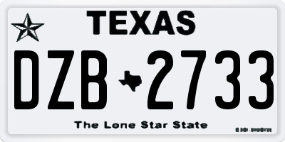 TX license plate DZB2733