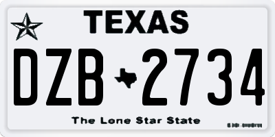 TX license plate DZB2734