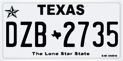 TX license plate DZB2735