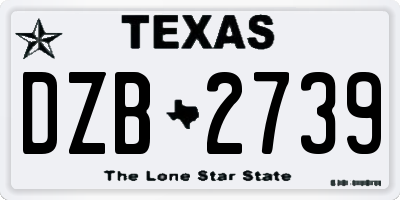 TX license plate DZB2739