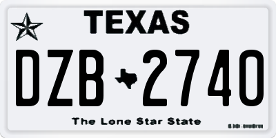 TX license plate DZB2740