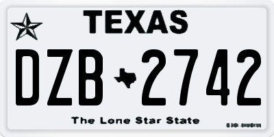 TX license plate DZB2742