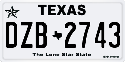 TX license plate DZB2743