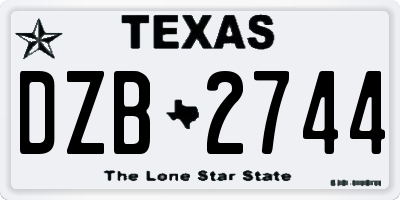 TX license plate DZB2744