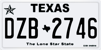 TX license plate DZB2746