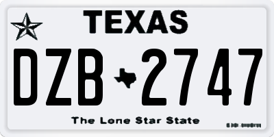 TX license plate DZB2747