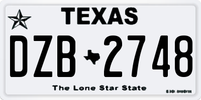 TX license plate DZB2748
