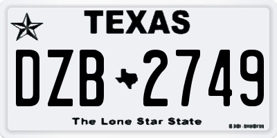 TX license plate DZB2749