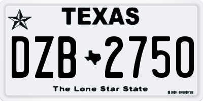 TX license plate DZB2750