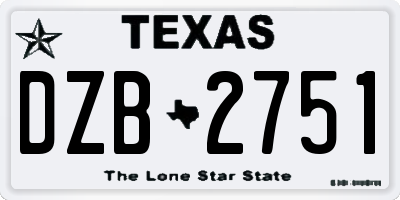 TX license plate DZB2751