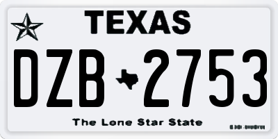TX license plate DZB2753