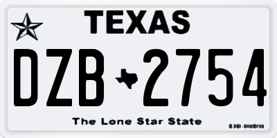 TX license plate DZB2754