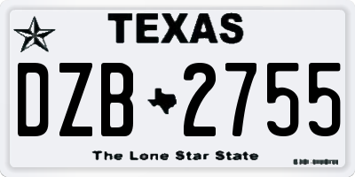 TX license plate DZB2755