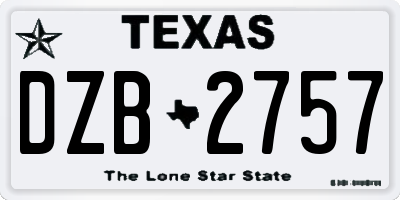 TX license plate DZB2757
