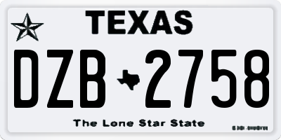 TX license plate DZB2758