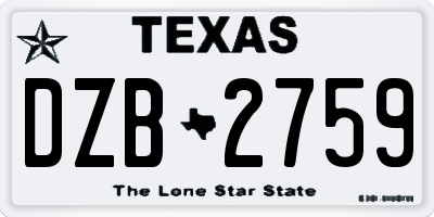 TX license plate DZB2759