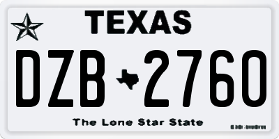 TX license plate DZB2760