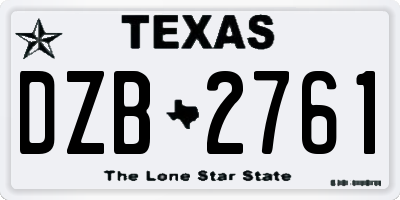 TX license plate DZB2761