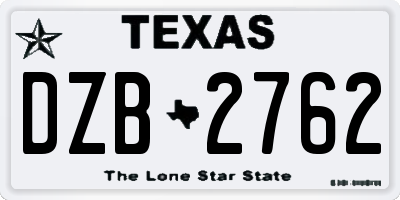 TX license plate DZB2762