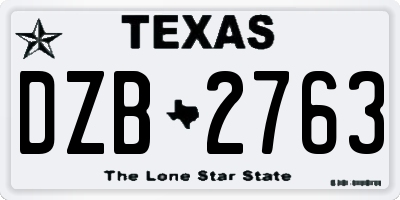 TX license plate DZB2763