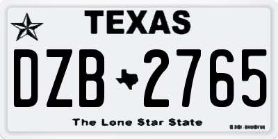 TX license plate DZB2765