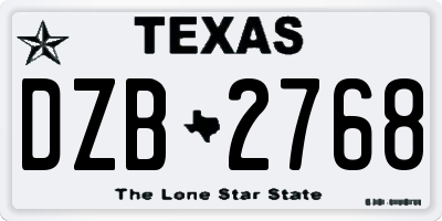 TX license plate DZB2768