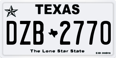 TX license plate DZB2770