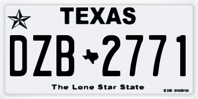 TX license plate DZB2771
