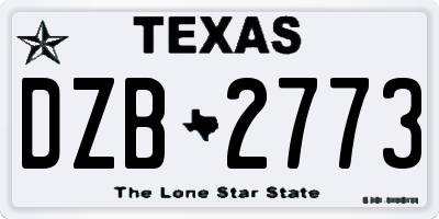 TX license plate DZB2773