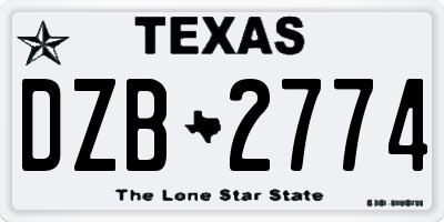 TX license plate DZB2774