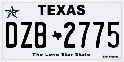 TX license plate DZB2775