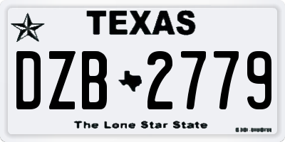 TX license plate DZB2779