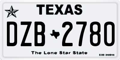 TX license plate DZB2780