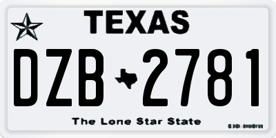 TX license plate DZB2781
