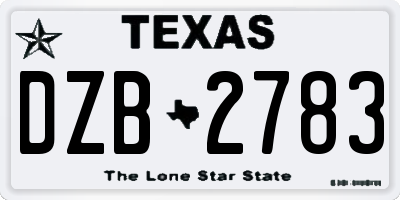TX license plate DZB2783