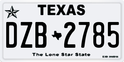 TX license plate DZB2785