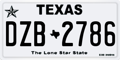 TX license plate DZB2786