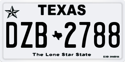 TX license plate DZB2788