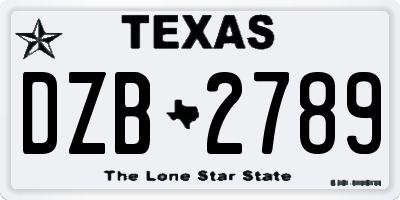 TX license plate DZB2789