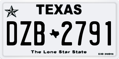 TX license plate DZB2791