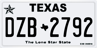 TX license plate DZB2792
