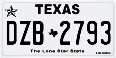 TX license plate DZB2793