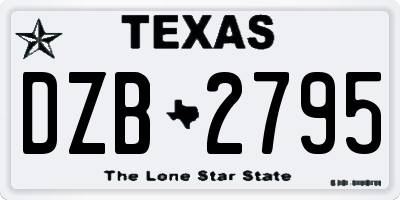 TX license plate DZB2795