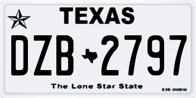 TX license plate DZB2797