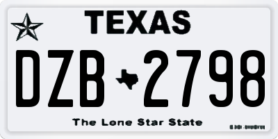 TX license plate DZB2798