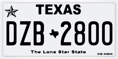 TX license plate DZB2800