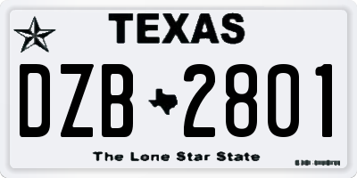 TX license plate DZB2801